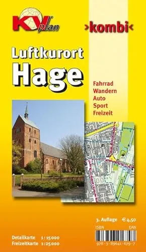 Hage, KVplan, Radkarte/Freizeitkarte/Stadtplan, 1:25.000 / 1:15.000: Samtgemeindeplan mit Freizeitkarte 1 : 25.000 incl. Rad und Wanderwegen