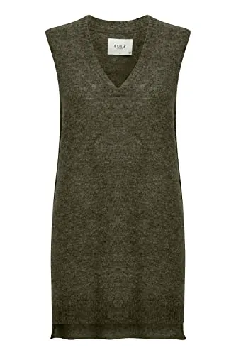 PULZ PZASTRID Slipover V Pullunder Damen Feinstrick Strickpullover Pullover Oversize, Größe:S, Farbe:Grape Leaf Melange (1905111)