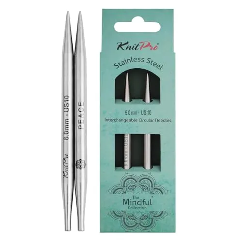 KnitPro - KnitPro The Mindful Collection Lace Edelstahl (13cm, 6.00mm) Austauschbar Kreisförmig Nadel Tipps - 2 Stücke
