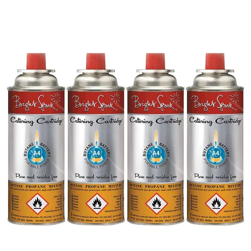 BRIGHT SPARK Ventil Gas Kartusche Camping Kocher Brenner Butan/Propan 220 g 4 x