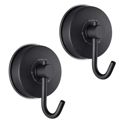 JOMOLA Saugnapf Haken Vakuum Saugnapf Haken Edelstahl Saugnäpfe mit Haken Extra Stark Max 5KG Wasserdicht Vakuum Wandhaken Handtuchhaken Haken Ohne Bohren für Bad Glas Küche 2 Stück