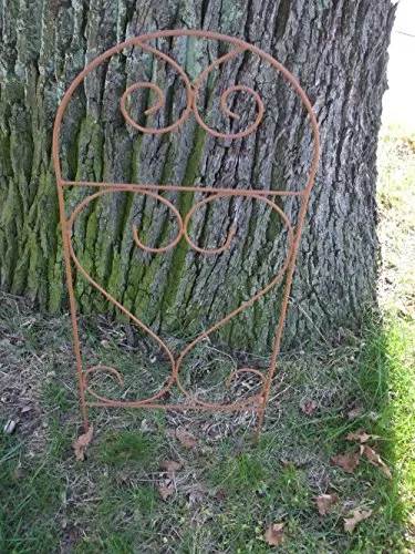 Verziertes Rankgitter, Rankhilfe, Rosengitter, Eisen, Rost, 75 cm