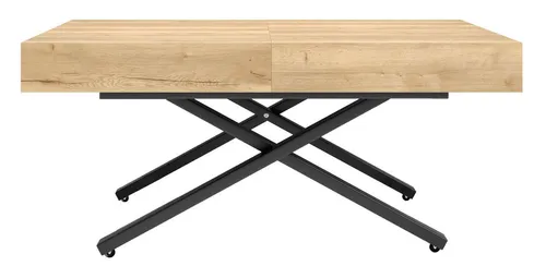 Feldmann-Wohnen Couch-Esstisch - Alteiche, Rechteckig, 120x27x80 cm - Esstisch modernes Design mit X-förmigem Gestell, ausziehbar bis 200 cm, ideal für flexible Esszimmerlösungen.
