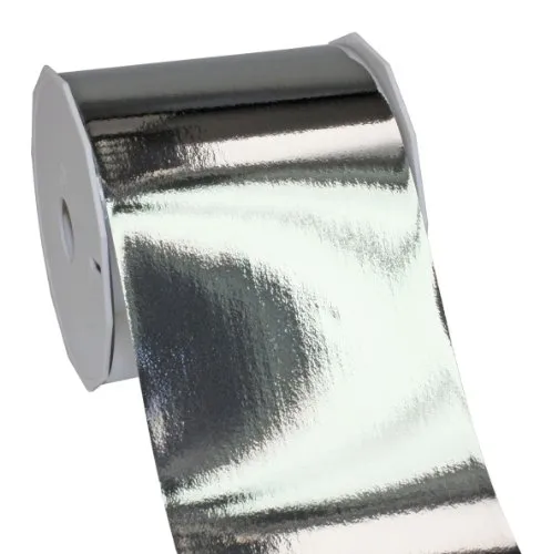 PRÄSENT C.E. Pattberg Mexico Geschenkband metallic Silber, 25 m Ringelband zum Einpacken von Geschenken, 90 mm Breite, Zubehör zum Dekorieren & Basteln, Dekoband, Anlass