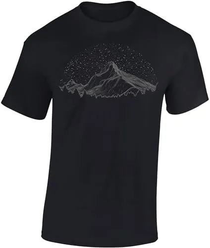 Baddery Wander Tshirt Herren : Berghimmel - Kletter T-Shirt Männer - Geschenk für Wanderfreunde - Bergsteiger Ausrüstung (Schwarz S)