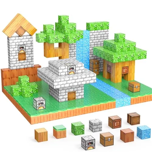 JauniQ Magnetische Bausteine Blöcke Sensorik Magnetische Spielzeug Geburtstag Weihnachten Geschenke für Jungen Mädchen Alter 3 4 5 6 7 8 EIN Ostergeschenk