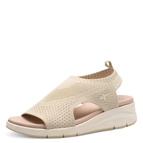 Tamaris COMFORT Sandalette 8-88713-42 - Wanderschuhe mit comfortFit-Technologie für höchsten Tragekomfort, ideal für lange Ausflüge. Farbe: beige, Größe: 38 EU, mit praktischen Klettverschluss.