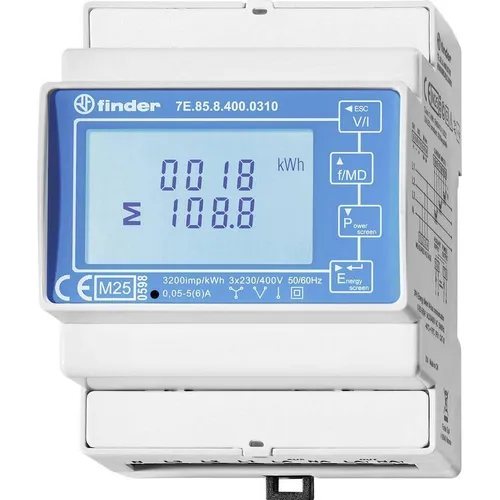 Finder 7E.85.8.400.0312 Energiezähler digital - Dreiphasen Multifunktions-Energiezähler mit M-Bus für präzise Verbrauchsanalyse, programmierbar und ideal für Energiemanagement-Anwendungen.
