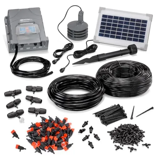 esotec Solar Bewässerungssystem WaterDrops 50 mit regulierbaren Tropfern