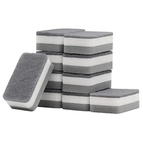 SyiXute 10 Stücke Magische Radierschwämme,Schmutzradierer,Reinigungsschwamm,Extra Dick,Strapazierfähig,Melamin-Schwämme in Großpackung für Küche,Bad,Boden und Wand,mit Vlies,Grau