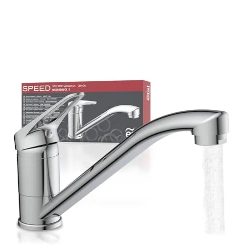 EISL Spültischarmatur Niederdruck SPEED, 360° schwenkbarer Wasserhahn Küche, Küchenarmatur für Doppelspülbecken, Einhebelmischer Niederdruck Chrom