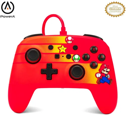 PowerA Switch Controller Enhanced Wired - Mario Speedster - Controller für Nintendo Switch mit ergonomischem Design und lebendigem Mario-Design für verbesserten Gaming-Komfort.