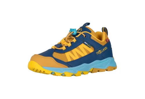 Trollkids Kids Tronfjell Hiker Low 31, Timber Brown - Wasserdichte Trekkingschuhe - Robuste und wasserdichte Trekkingschuhe mit Schnellschnürsystem und verstärkter Zehenpartie. Ideal für Outdoor-Abenteuer, mit reflektierendem Element für mehr Sicherheit.