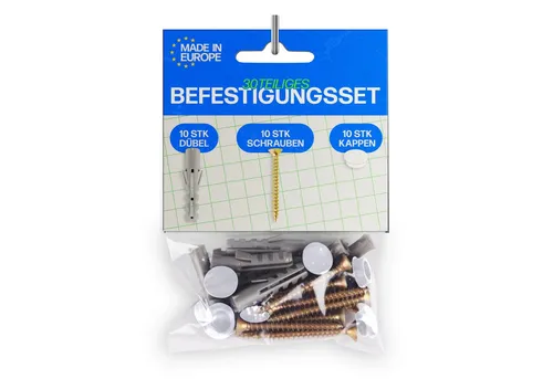 Bestlivings Schrauben- und Dübel-Set für Kunststoff-Gardinenschienen, (5 St., 50 Dübel, 50 Schrauben, 50 Verschlusskappen), auch für leichte Wandmontagen wie Bilder, Spiegel o.ä. geeignet