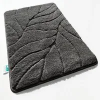 Produktbild Karat Badematte Maris Badvorleger Badteppich mit Blattstruktur Dunkelgrau 50 x 80 cm