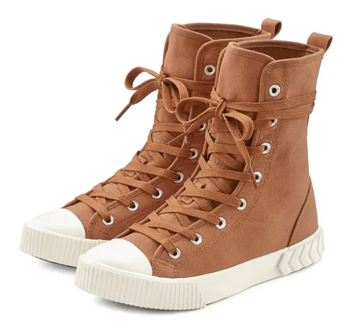 LASCANA Stiefelette im Combat Look - Hochwertige Textil-Boots - Wanderschuhe im trendigen Combat Look, ideal für Freizeit und Outdoor-Aktivitäten. Komfortable Schnürung und robustes Textilmaterial sorgen für einen lässigen Style.