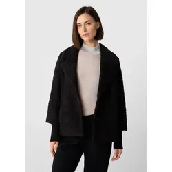 Comma Boucléjacke mit Reverskragen und Rippbündchen in schwarz von comma,