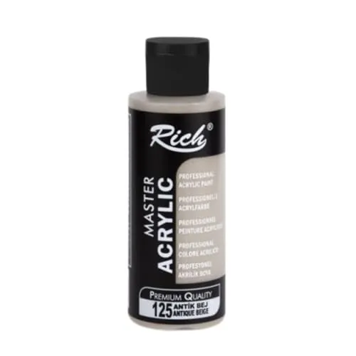 Master Acrylic 120 cc Antique Beige, Hochwertige Wasserbasierte Acrylfarbe, Geruchsneutral, Hohe Deckkraft, Halbmatte Oberfläche, Ideal für Kunst, DIY, Dekorationen und Handwerksprojekte