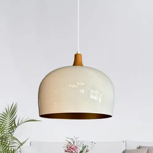 bamyum Kreis Küchenlampe Hängend Vintage Holz Ø30 cm - Hängelampe für Küche und Esszimmer, mit einstellbarer Höhe und modernem Vintage-Design für eine stilvolle Atmosphäre.