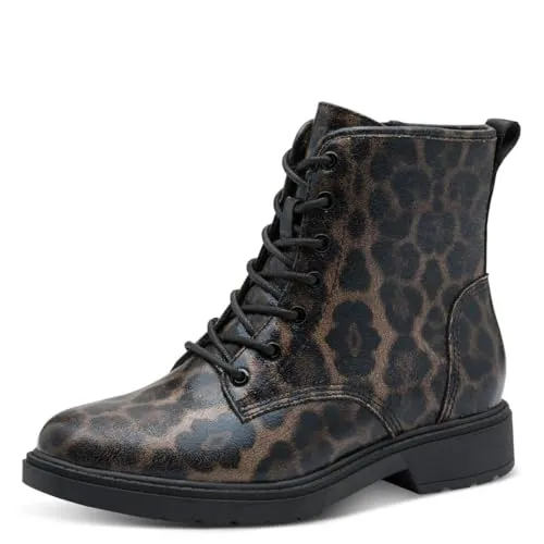Jana Damen Stiefeletten Vegan zum Schnüren, Mehrfarbig (Dark Leopard), 37 EU - Vielseitige und stilvolle Schnürstiefeletten aus hochwertigen veganen Materialien. Ideal für breite Füße, bieten sie optimalen Tragekomfort für jeden Anlass.