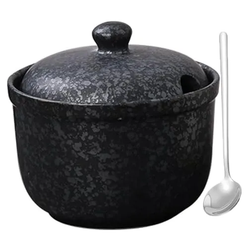 TuYines Zuckerdose Keramik,Zuckerdose mit Deckel und Löffel,Keramik Gewürzdosen,Gewürzdose mit Deckel für Zucker, Salz, Käse, Gewürze