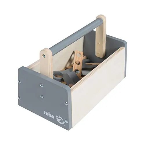 roba 97212 Werkzeugkiste - 22-teiliges Kinder-Werkzeugset, fördert Kreativität und Motorik für kleine Bastler ab 3 Jahren