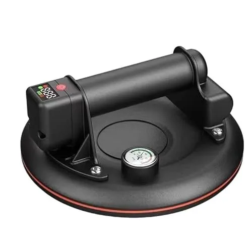 Akku-Vakuum Saugheber rund mit Akku und Koffer bis 190 kg Tragkraft, selbst nachsaugend