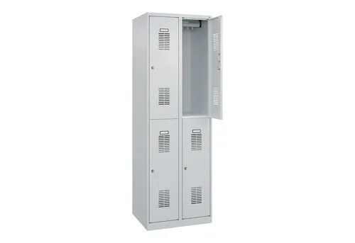 CP-Möbel Spind Basis PLUS, lichtgrau, 2 Abteile, 4 Fächer - Praktischer Spind für Büromöbel mit 2 Abteilen und Zylinderschloss. Stabile Stahlkonstruktion, komplett montiert und ideal für bis zu 4 Personen. Made in Germany.