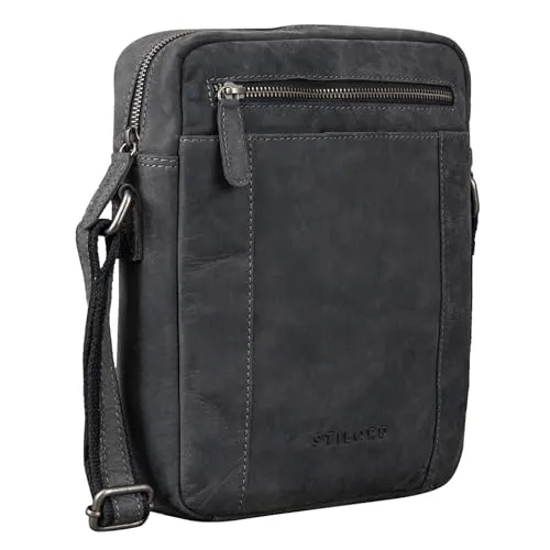 STILORD 'Fox' Herren Vintage Messenger Bag aus Echtleder - Herren-Schultertasche aus hochwertigem Rindsleder, ideal für 10,1 bis 10,5 Zoll Tablets. Stilvolles Vintage Design mit einzigartiger Patina, perfekt für Büro und Freizeit.