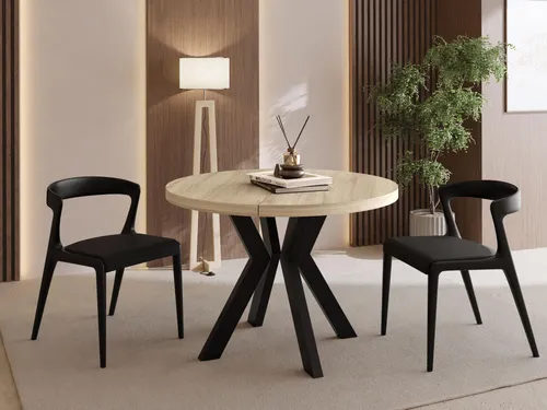 Runder Esstisch Ausziehbar 80-130 cm – Flexibel für 4-6 Personen mit Stil - VIELSEITIG & PLATZSPAREND – Der elegante runde Esstisch ist ideal für Esszimmer und Wohnzimmer. Mit einer robusten Tischplatte und stabilen Holzbeinen ist er perfekt für gesellige Abende und Familienfeiern.