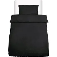 Beautissu Meline Bettbezug 135x200cm + Kissenbezug 40x80cm Schwarz Seersucker 2tlg