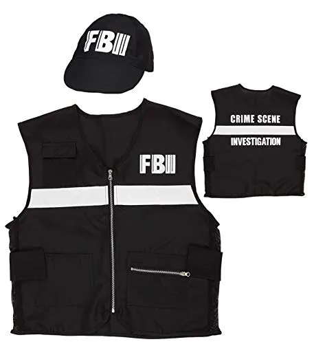 W WIDMANN MILANO FBI Kostüm - Tatortinvestigator, Swat, Geheimagent - Kostüm-Outfits für Erwachsene mit unverwechselbarem Design: Authentische FBI-Weste mit großem Schriftzug und praktischen Reißverschluss für schnellen Wechsel.