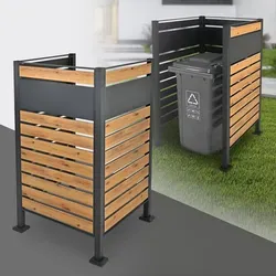ML-Design Mülltonnenzaun für 1 Mülltonne, Anthrazit-Holzoptik - Mülltonnenbox aus rostfreiem Stahl, massiv und erweiterbar für Ordnung und Sichtschutz im Garten – ideal für alle gängigen Mülltonnen.