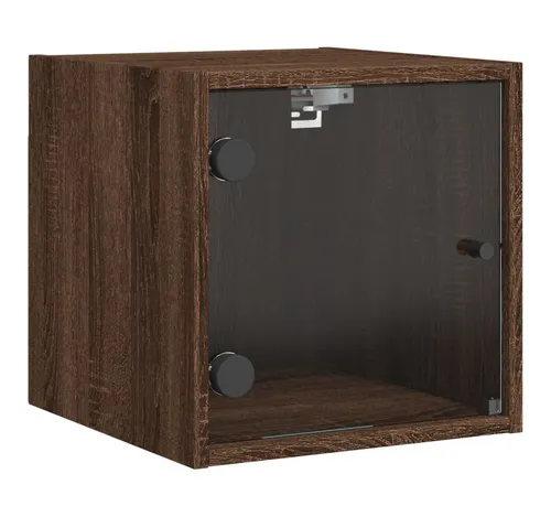 furnicato Nachttisch in Braun Massivholz-Optik - 35x37x35 cm - Stilvoller Wand-Nachttisch in Braun Massivholz-Optik. Bietet praktischen Stauraum und maximiert Ihre Bodenfläche durch flexible Wandmontage. Ideal für Zeitschriften und Dekorationen.