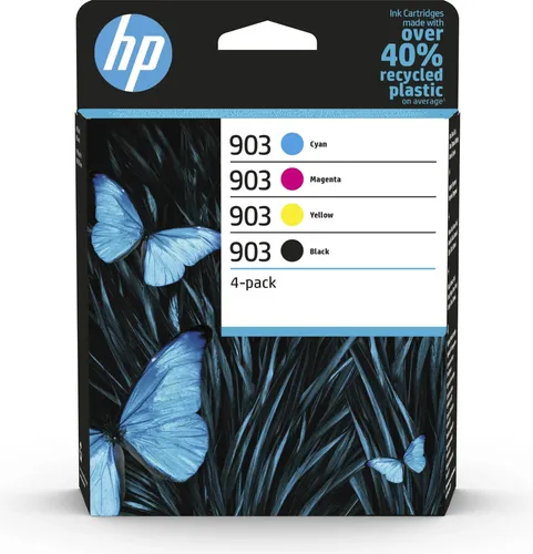 HP 903 (6ZC73AE) Druckerpatronen 4er-Set - Original Schwarz, Cyan, Magenta, Gelb, brillante Ausdrucke mit bis zu 1.315 Seiten Druckleistung