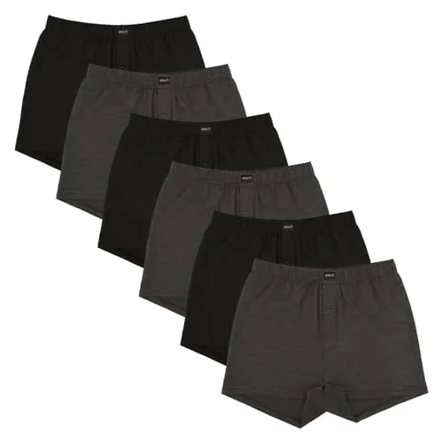 Gomati 6er Pack Herren Jersey Boxershorts - Anthrazit-Schwarz 4XL