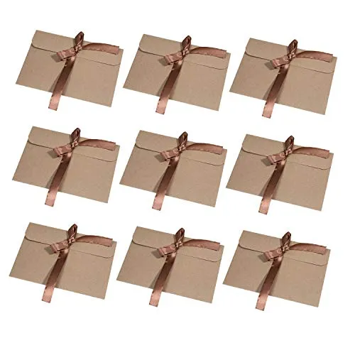 Wolintek [30 Stück] Kraftpapier Umschläge Retro Kraftpapier Vintage Kraft Briefumschläge in Hochwertiger Qualität Kraftkarte Recycelt für Grußkarten, Einladungskarten (Braunes Band) (braun)