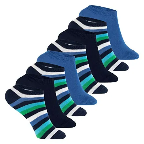 Footstar Kinder Sneaker Socken (8 Paar) Bunte Kurzsocken für Mädchen & Jungen - Blau-Grün 31-34