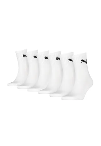 PUMA Herren Damen Short Crew Sport Socken 6P, weiss 39-42