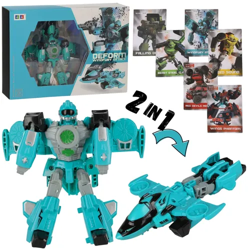 Transformierbarer 2-in-1 Roboter + Karten, Jet-Spielzeug für Kinder 3+