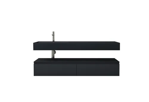 doporro Badmöbel-Set 150cm mit Unterschrank und Waschbecken - Badmöbel-Set in matt Anthrazit, inklusive stylishen Unterschrank und Mineraglguss Waschbecken, ideal für moderne Bäder.