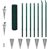 vidaXL Drahtzaun Stahl 10x1,2 m Grün - Robuster Gartenzaun aus PVC-beschichtetem Stahldraht, ideal für den Schutz von Tieren und einfache Montage mit vollständigem Zubehör. Perfekt für Garten, Bauernhof oder industrielle Anwendungen.