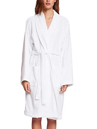 Esprit Unisex-Bademantel Mono, Kurzform für Sauna & Spa - Bademantel aus 100% Baumwolle, ideal für Sauna und Spa, mit Schalkragen und Logostickerei, pflegeleicht und trocknergeeignet.