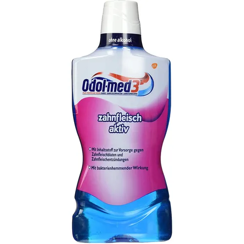 Odol-med3 Zahnfleisch Aktiv Mundspülung Minzfrisch - 500 ml - Mundwasser für gesunde Zähne und Zahnfleisch, alkoholfrei mit erfrischendem Minzgeschmack, ideal für die tägliche Mundhygiene.