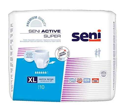 Seni Active Super XL Sparpaket (6 x 10 Stück) - Arzneimittel - atmungsaktive Inkontinenzwindel mit hohem Tragekomfort und Auslaufschutz, ideal für mittlere bis starke Blasenschwäche, leicht an- und auszuziehen.