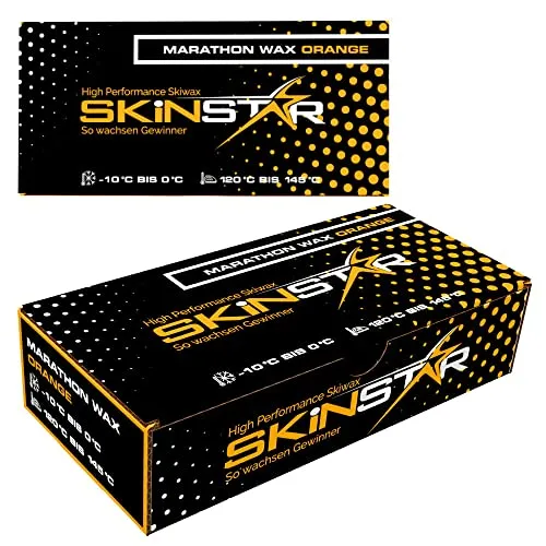 SkinStar Marathon-Wachs 3-Tage-Wachs für Ski - Hochleistungs-Skiwachs für Langstrecken, ideal für aggressive Bedingungen. Optimale Gleiteigenschaften und Abriebfestigkeit für bis zu 3 Tage. Perfekt für alle Schneearten zwischen 0° C und -10° C.