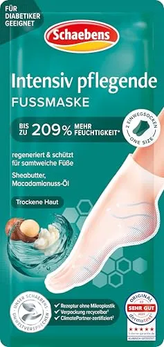 Schaebens Intensiv pflegende Fußmaske (2 Socken für 1 Anwendung) regeneriert & schützt mit Sheabutter, Macadamainuss-Öl für alle Hauttypen