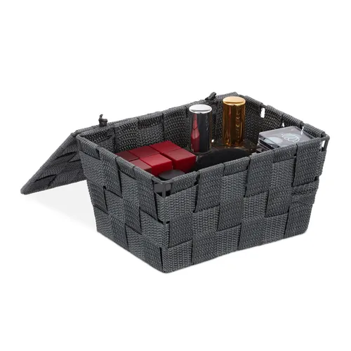 Aufbewahrungskorb Korb Deckel Dekokorb Badezimmerbox Kosmetikkorb Tamponbox