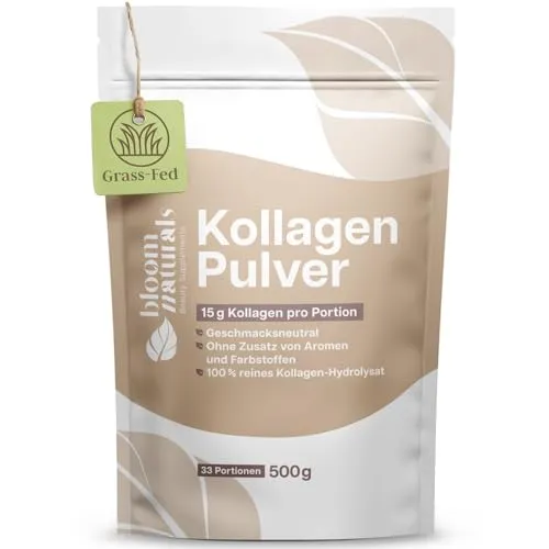 Hochdosiertes Kollagen Pulver 500g von bloom naturals