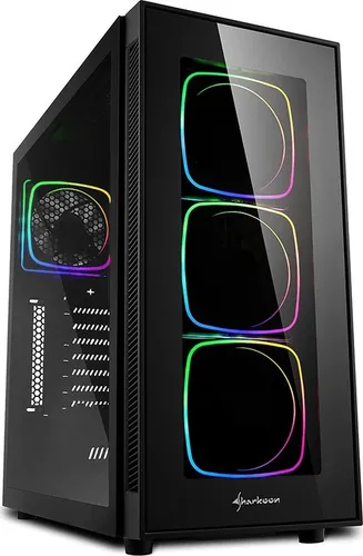 Sharkoon TG6 RGB - ATX PC-Gehäuse mit gehärtetem Glas und durchsatzstarkem Airflow, ideal für individuelle RGB-Beleuchtung und einfache Radiator-Installation